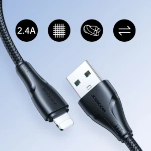 Joyroom Surpass Series A11 USB-A / Lightning 2.4A kabelis 0.25 m - juodos spalvos - Image 8