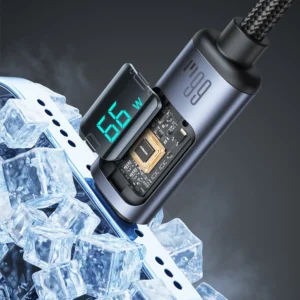 Joyroom Prism Series A16 USB-C / USB-A kabelis 66W 1.2m su LED ekranu - juodos spalvos - Image 2