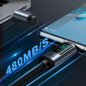 Joyroom Prism Series A16 USB-C / USB-A kabelis 66W 1.2m su LED ekranu - juodos spalvos - Image 4