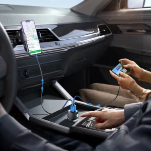 60W USB-C USB-A automobilinis įkroviklis Joyroom JR-CCN01 - juodos spalvos - Image 5