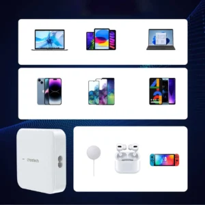 Choetech PD8008 100W GaN fast įkroviklis 2x USB-A / 2x USB-C - baltos spalvos - Image 6