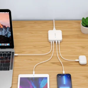 Choetech PD8008 100W GaN fast įkroviklis 2x USB-A / 2x USB-C - baltos spalvos - Image 9