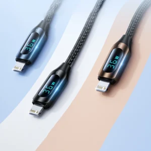 Wozinsky WUCLC2 Lightning - USB-C 36W 480Mb/s kabelis 2m su display - juodos spalvos - Image 5