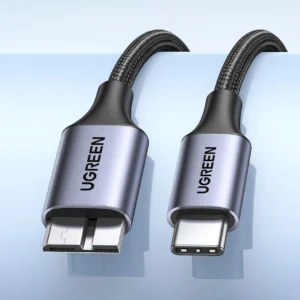 USB C / micro USB-B 3.0 kabelis Ugreen US565 5Gb/s 3A 1m - pilkos spalvos - Image 6