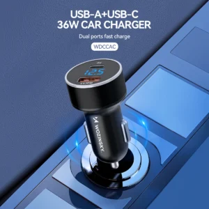Wozinsky WDCCAC USB-C USB-A 36W automobilinis įkroviklis - juodos spalvos - Image 6