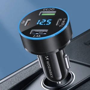 Wozinsky WDCCB automobilinis įkroviklis su Display 50W 2xUSB-C / 2xUSB-A - juodos spalvos - Image 5