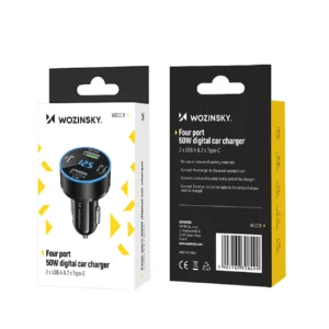 Wozinsky WDCCB automobilinis įkroviklis su Display 50W 2xUSB-C / 2xUSB-A - juodos spalvos - Image 9