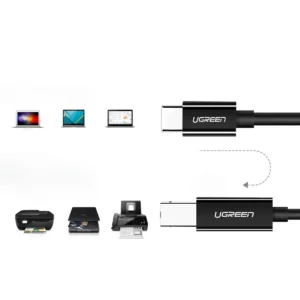 Ugreen US241 USB-C 2.0 - USB-B kabelis 1 m - juodos spalvos - Image 4