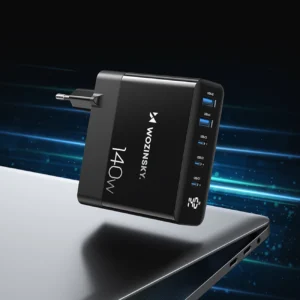 Wozinsky CGWCB 140W GaN laidinis įkroviklis 3 x USB-C / 2 x USB-A - juodos spalvos - Image 8