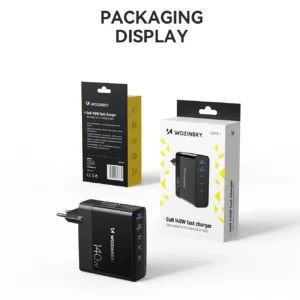 Wozinsky CGWCB 140W GaN laidinis įkroviklis 3 x USB-C / 2 x USB-A - juodos spalvos - Image 4