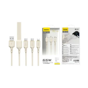 Dudao L7SE 3in1 USB-A - 2x USB-C / Lightning 66W kabelis 1.2m - beige - Image 4