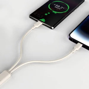 Dudao L7SF 2in1 kabelis USB-C - USB-C / Lightning 100W 1.2m - beige - Image 3