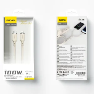 Dudao L7SF 2in1 kabelis USB-C - USB-C / Lightning 100W 1.2m - beige - Image 5