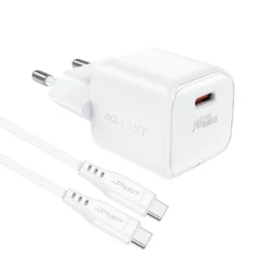 Acefast A73 Mini PD 20W GaN laidinis įkroviklis + USB-C kabelis - baltos spalvos - Image 4