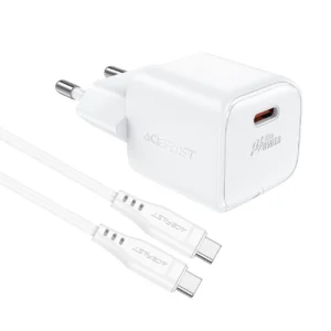 Acefast A77 Mini PD 30W GaN laidinis įkroviklis + USB-C kabelis - baltos spalvos - Image 4