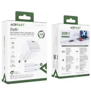 Acefast A77 Mini PD 30W GaN laidinis įkroviklis + USB-C kabelis - baltos spalvos - Image 7