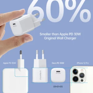 Choetech PD5007 USB-C PD 30W GaN laidinis įkroviklis - baltos spalvos - Image 5