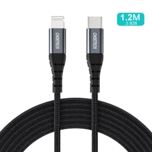 Choetech IP0039 USB-C / Lightning MFi kabelis, 1.2m long - juodos spalvos - Image 3