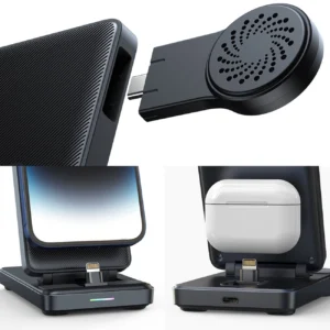 Joyroom JR-WQS02 iPhone AirPods Apple Watch 4in1 charging station foldable - juodos spalvos - Image 8