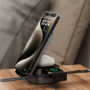 Dudao A11Pro+ 15W 3in1 belaidis įkroviklis skirtas Phone/Smartwatch/Headphones - juodos spalvos - Image 4