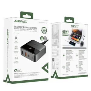Acefast Z6 įkroviklis Network GaN Desktop 2x USB-A / 2x USB-C PD 65W - juodos spalvos - Image 5