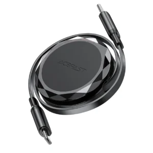 Acefast C13-03 USB-C - USB-C 60W kabelis Retractable - juodos spalvos - Image 3