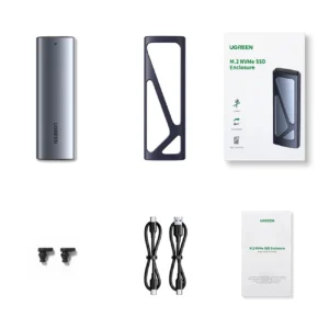 Ugreen CM578 15512 enclosure for M.2 NVMe 10Gbps drive - juodos spalvos + USB-C / USB-A kabelis + USB-C / USB-C kabelis - Image 3