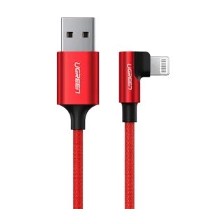 Užalios spalvos US299 60555 kampinis Lightning / USB-A MFi kabelis 2.4A 1m - raudonos spalvos - Image 1