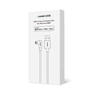 Užalios spalvos US299 60555 kampinis Lightning / USB-A MFi kabelis 2.4A 1m - raudonos spalvos - Image 2