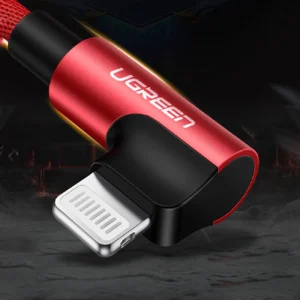 Užalios spalvos US299 60555 kampinis Lightning / USB-A MFi kabelis 2.4A 1m - raudonos spalvos - Image 5