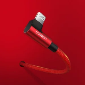 Užalios spalvos US299 60555 kampinis Lightning / USB-A MFi kabelis 2.4A 1m - raudonos spalvos - Image 8
