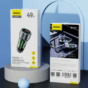 Dudao R4T 30W USB-A / USB-C automobilinis įkroviklis - pilkos spalvos - Image 9