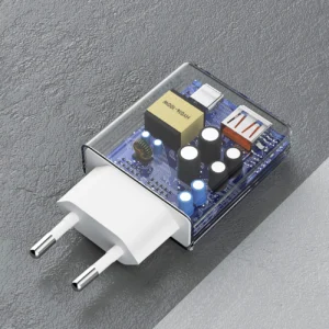 GaN Dudao A30EUL 30W USB-A / USB-C laidinis įkroviklis + USB-C - Lightning kabelis - baltos spalvos - Image 5