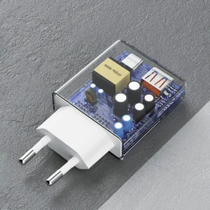 GaN Dudao A30EU 30W USB-A / USB-C laidinis įkroviklis - baltos spalvos - Image 4