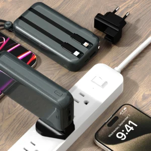 Dudao K25 2in1 10000mAh 3-Plug Powerbank įkroviklis - pilkos spalvos - Image 9