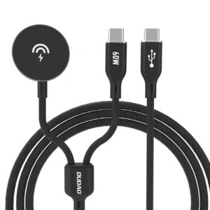 Dudao A12MaxC PD60W 2-in-1 Charger for Apple Watch / USB-C - juodos spalvos
