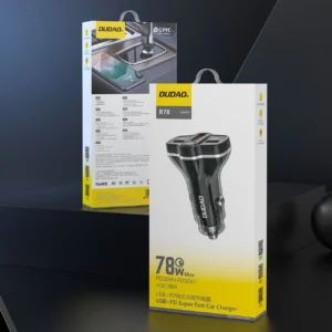 Dudao R78 78W automobilinis įkroviklis USB-C PD / 2xUSB-A QC - juodos spalvos - Image 3