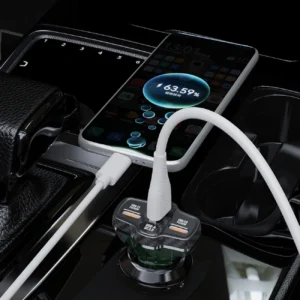 Dudao R78 78W automobilinis įkroviklis USB-C PD / 2xUSB-A QC - juodos spalvos - Image 8