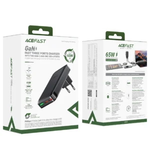 Acefast A100 65W GaN 2 USB-C+ USB-A įkroviklis Ultra Slim - juodos spalvos - Image 8