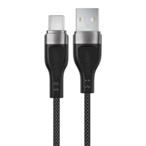 Acefast C11-04 USB-A - USB-C 3A kabelis 1.2m Magnetic Braid - juodos spalvos