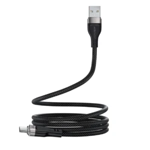 Acefast C11-04 USB-A - USB-C 3A kabelis 1.2m Magnetic Braid - juodos spalvos - Image 5
