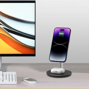 Įkrovimo stotelė Tech-Protect QI15W-A39 2in1 MagSafe - juodos spalvos - Image 7