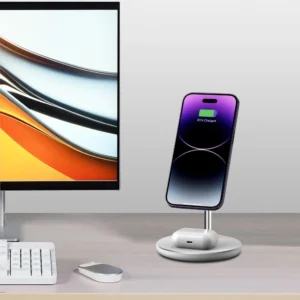 Įkrovimo stotelė Tech-Protect QI15W-A39 2in1 MagSafe - baltos spalvos - Image 7