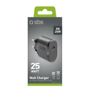 SBS TETR1CPD25 25W USB-C laidinis įkroviklis su Power Delivery - juodos spalvos - Image 3