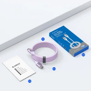 Kabel Orico CDX 100W 5A Power Delivery USB-C - USB-C 1m - violetinės spalvos - Image 5