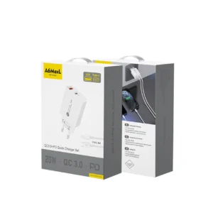 A6MaxL 20W USB-A USB-C laidinis įkroviklis su 1m USB-C - Lightning kabelis - baltos spalvos - Image 3