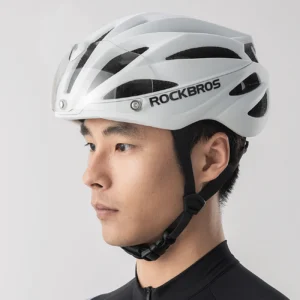 Rockbros dviratininko šalmas su Visor, Detachable UV Protective Goggles, Unisex, Matte - baltos spalvos - Image 9