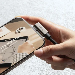 Ringke 3.2 gen. 2x2 USB-C, PD 3.1 240W 2m angled kabelis - juodos spalvos - Image 7