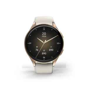 Hama 8900 GPS AMOLED išmanusis laikrodis 1.32" su Beige silikonine apyranke - aukso spalvos