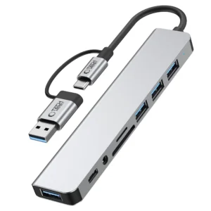 Tech-Protect HB06 HUB Adapter 8in1 TYPE-C + USB2.0 + USB3.0 + SD/TF + AV3.5 - pilkos spalvos - Image 5